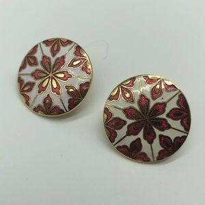 Cloisonné clip on earrings.